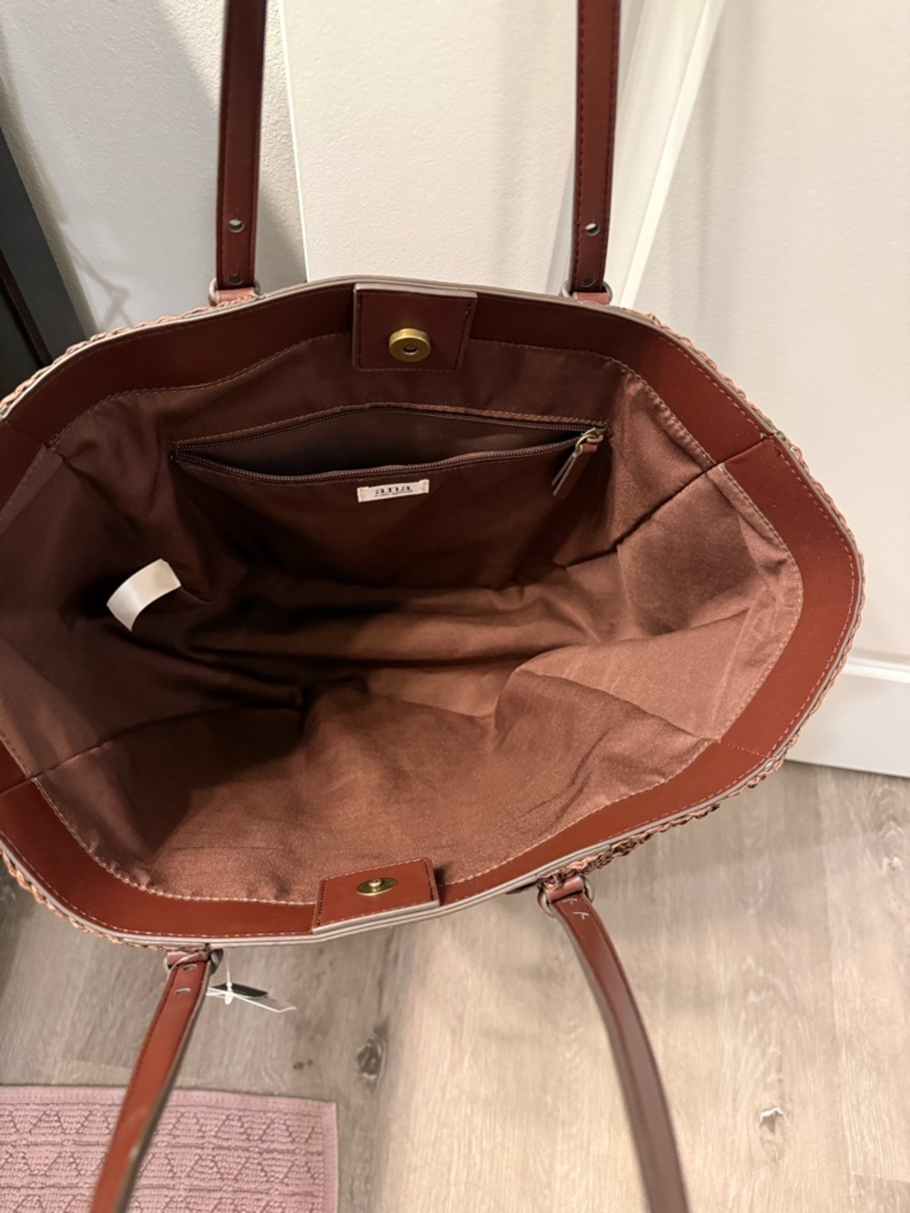 a.n.a Brown Woven Tote with Leather Trim - Picture 3 of 4